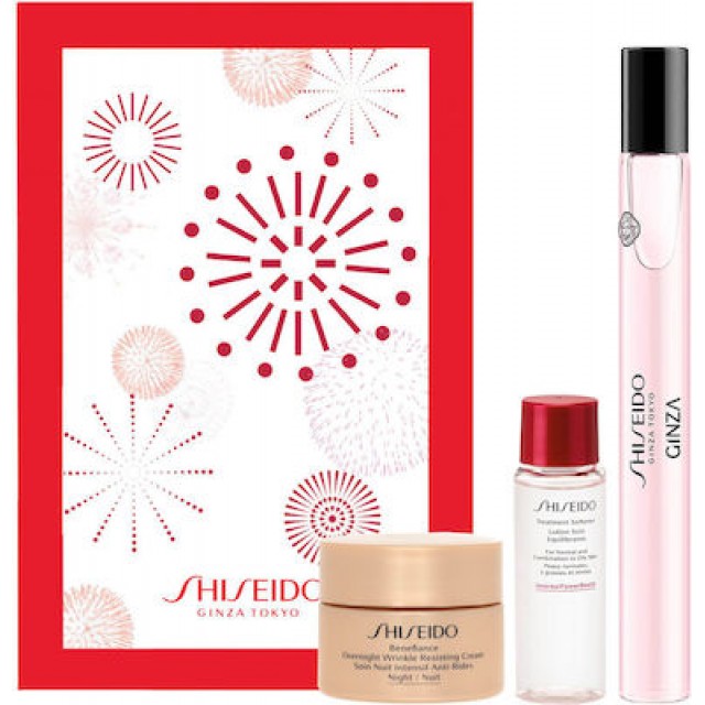 SHISEIDO Benefiance SET: Overnight Wrinkle Resisting Cream 30ml + Softener 30ml + Ginza EDP 10ml